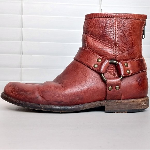 Frye Phillip Boho Leather Sz 7 Harness Boots - Picture 2 of 11